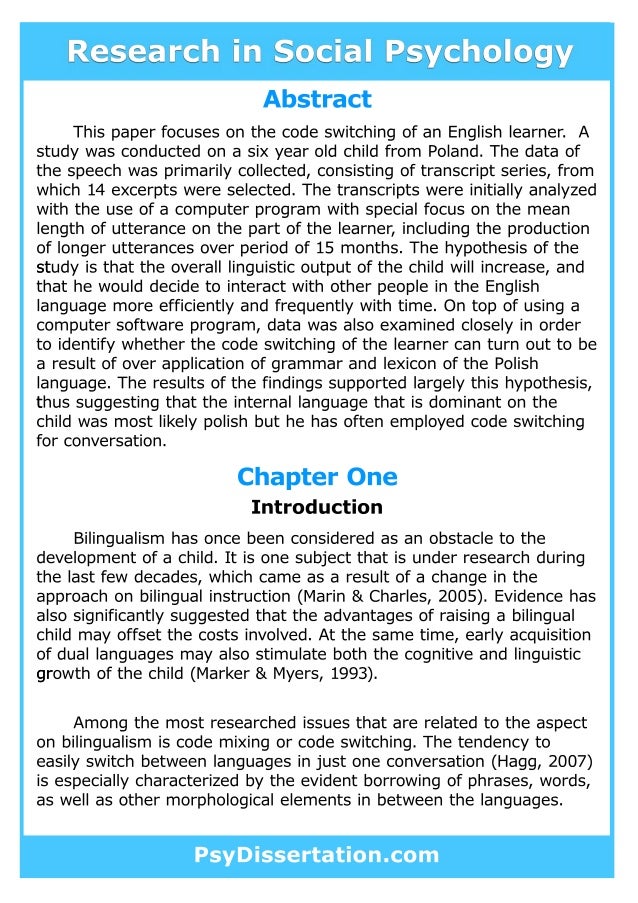 Dissertation on social psychology